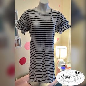 Adrianna Papell Black and White Striped Dress